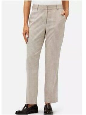 Amour Vert Beige Pinstripe Straight-Leg Pants